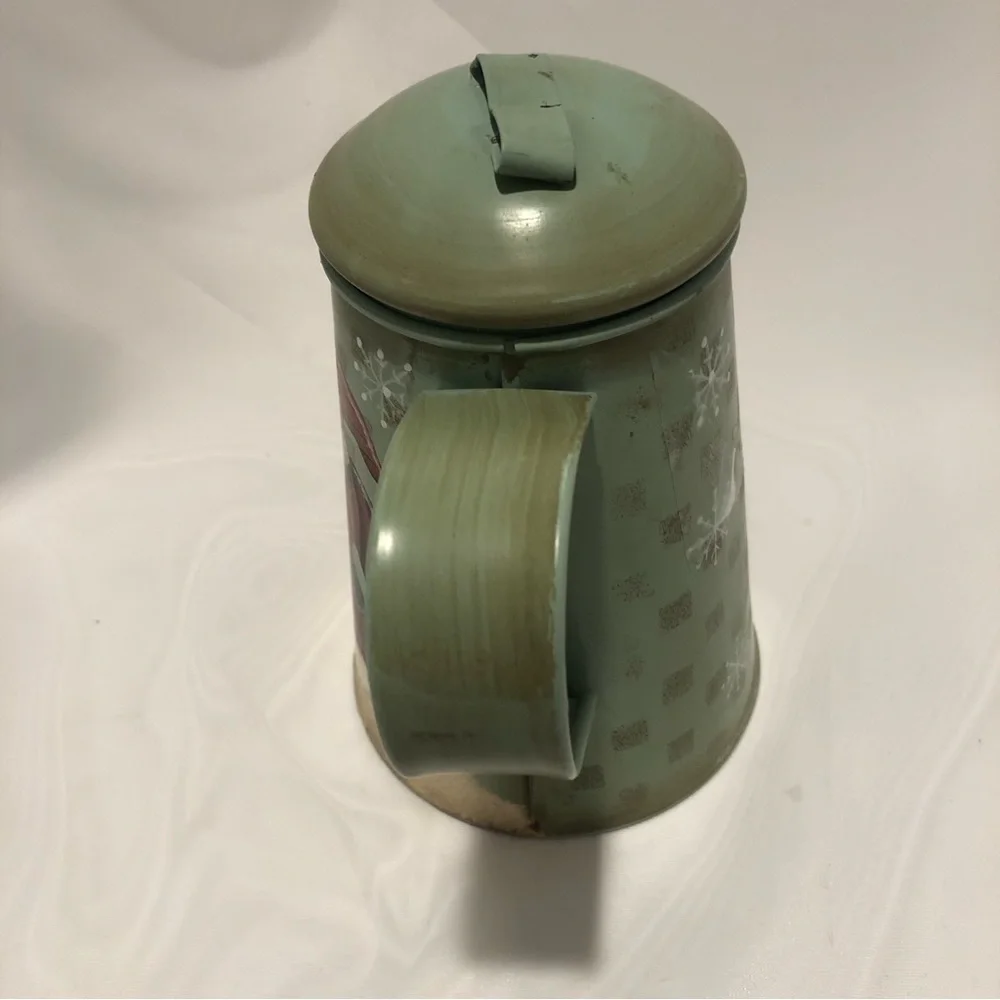 Yankee Candle Vintage/Primitive Style Metal Teapot Votive Candle Holder Snowman - Picture 3 of 7